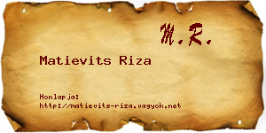 Matievits Riza névjegykártya
